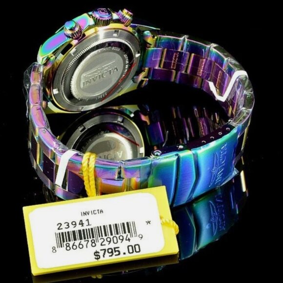 Invicta 40mm Crazy IRIDESCENT Speedway Chrono Black MOP Dial SS Watch - Picture 4 of 5